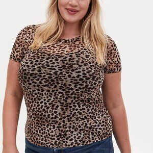 Torrid Leopard Sheer Mesh Crew Tee